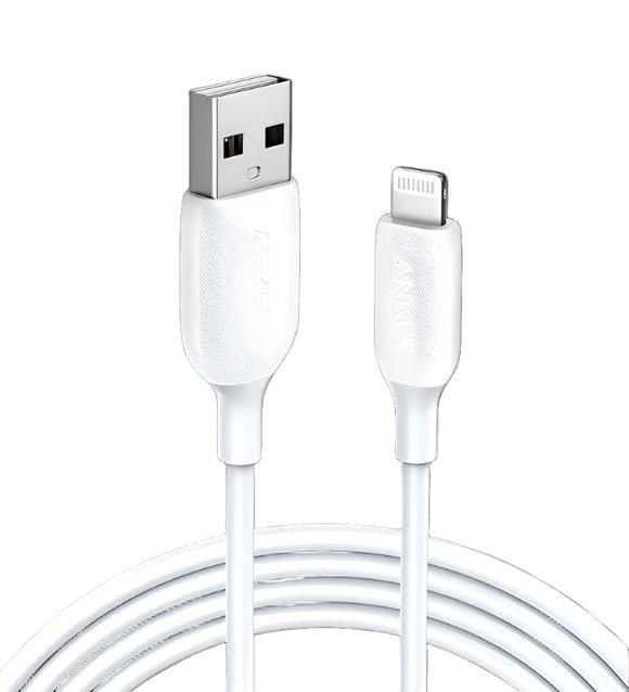 ANKER POWERLINE III USB-A with LIGHTINING CABLE WHITE 3FT 0.9M - IBSouq