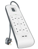 Belkin SURGE PROTECTOR 6 Outlets - 2 USB Ports - IBSouq