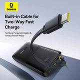 Baseus Bipow2 Digaital Power Bank 10K mah 20W  White Builtin  Type-C Cable Black