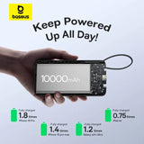 Baseus Bipow2 Digaital Power Bank 10K mah 20W  White Builtin  Type-C Cable Black