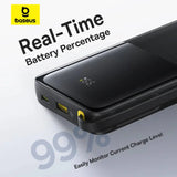 Baseus Bipow2 Digaital Power Bank 10K mah 20W  White Builtin  Type-C Cable Black
