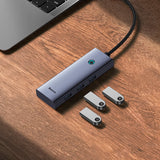 BASEUS ULTRAJOY SERIES 5-PORT USB-C HUB 4 USB-A 1 USB-C SAPCE GRAY