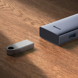 BASEUS ULTRAJOY SERIES 5-PORT USB-C HUB 4 USB-A 1 USB-C SAPCE GRAY