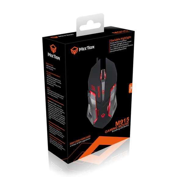 Meetion M915 Breathing Led Backlit Gaming Mouse - IBSouq