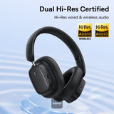 Baseus Bowie H1i Wireless Headphones, 100H Playtime, Hybrid ANC, Dual Hi-Res Audio, Bluetooth 5.3, LHDC, Low Latency, Foldable Over-Ear Headset with Type-C & 3.5mm, Cluster Black