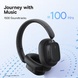 Baseus Bowie H1i Wireless Headphones, 100H Playtime, Hybrid ANC, Dual Hi-Res Audio, Bluetooth 5.3, LHDC, Low Latency, Foldable Over-Ear Headset with Type-C & 3.5mm, Cluster Black