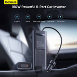Baseus 150W Car Power Inverter with Smart Display 5 Port (BS-CI15-05)