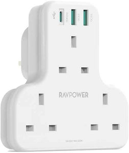 RAVPower RP-Pc1036 Pd 20W 3Port Charger White With 3 Ac Plug - IBSouq
