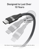 Anker USB-C to USB-C Cable 6ft 240W Upcycled Braided White (A82E2H22)