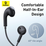 Baseus Type C Earphones Encok CZ17 Semi-In-ear Headphones with Microphone USB C Wired Earphones - IBSouq