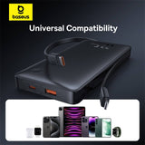 BASEUS AIRPOW LITE POWER BANK 10000mAh 22.W BUILT IN DUAL CABLE COSMIC BLACK