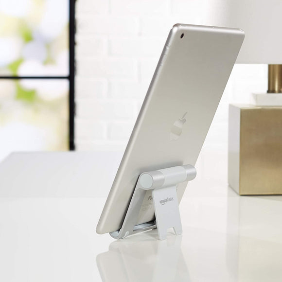 Amazon Basics Multi-Angle Portable Stand for iPad Tablet, E-reader and Phone - Silver - IBSouq