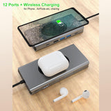 TYPE-C TO HDTV MULTI HUB WITH WIRELESS MOBILE CHARGER 13 IN1 - IBSouq