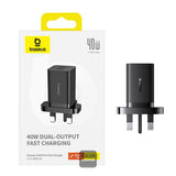 Baseus GaN5 Pro Fast Charger Dual Output USB-C 40W Cluster Black