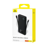 BASEUS AIRPOW LITE POWER BANK 10000mAh 22.W BUILT IN DUAL CABLE COSMIC BLACK