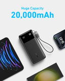 ANKER POWER BANK 20K 30W DIGITAL DISPLAY LANYARD CABLE CLIP USB-C TO USB-C (A1384H11)