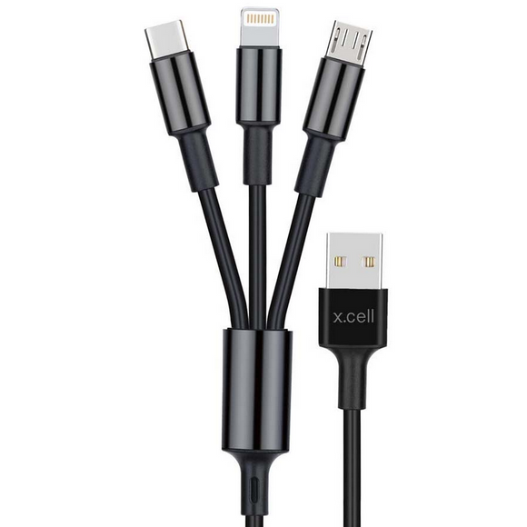 X.CELL USB-A TO USB-C-LIGHTINING-MICRO USB HIGH PERFORMANCE 1.5M CABLE - IBSouq