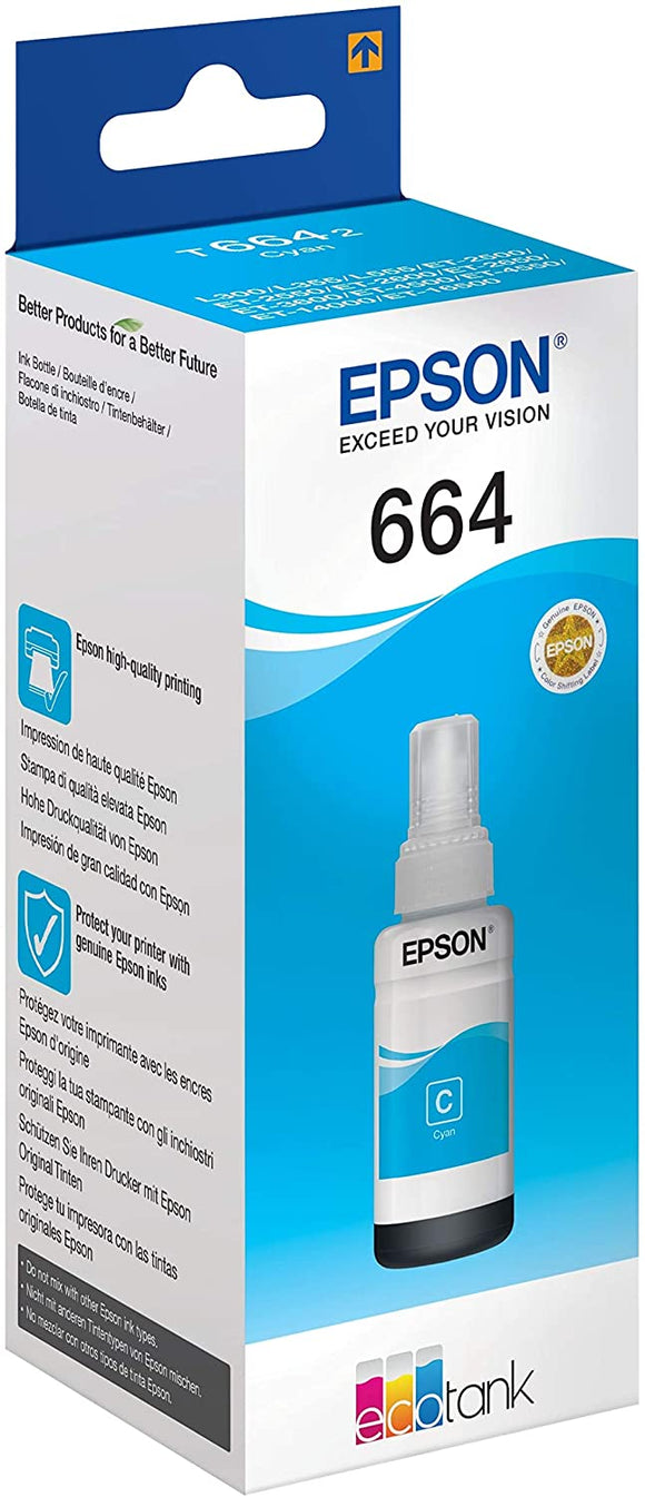 Epson T664 Cyan ink Bottle 70ml - IBSouq