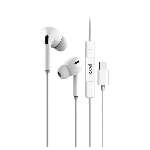 X.CELL Wired In-Ear Stereo Headset with Type-c Connector White (HS-103C) - IBSouq