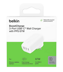 Belkin Boost Charge 67W 3-Port USB-C Wall Charger - IBSouq