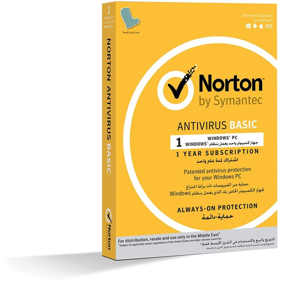 Norton Antivirus Basic 1 user 1 device 12 months
