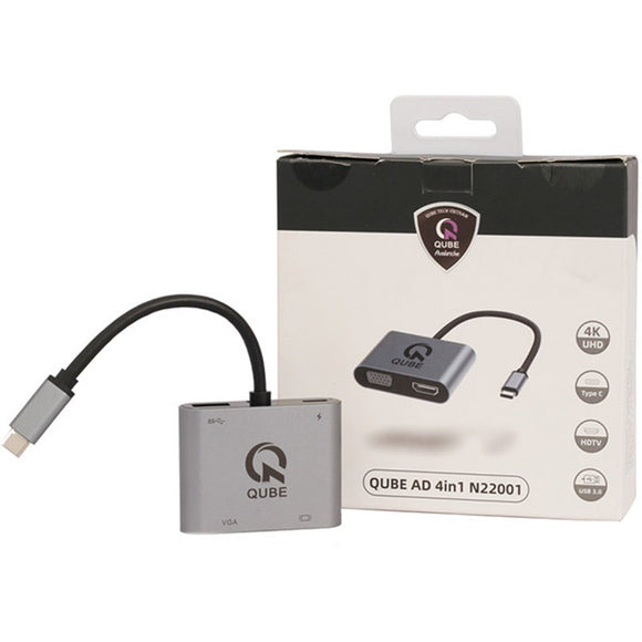 QUBE TYPE-C TO HDMI + VGA Adapter (QADN22001) - IBSouq