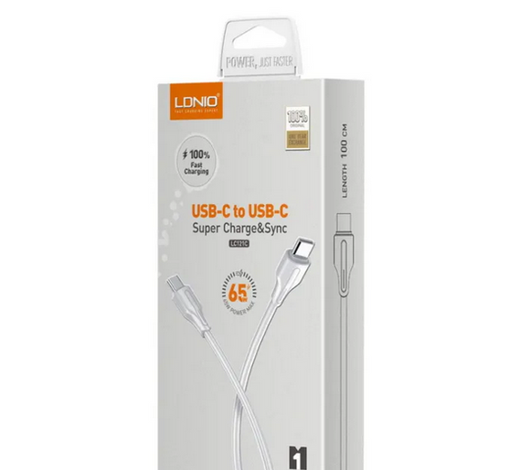 LDNIO USB-C TO USB-C 65W Super Charge Cable 1M LC121C - IBSouq
