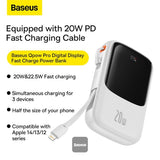 Baseus Built-IN USB-C Cable Baseus Qpow Pro+ Digital Display Fast Power Bank (PPQDP10) - IBSouq