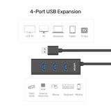UNITEK USB-A 5GBPS HUB 4 PORTS 30CM (Y-3089)