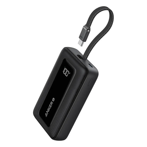 ANKER ZOLO POWER BANK 20K 30W BUILT IN USB-C AND LIGHTINING CABLE BLACK