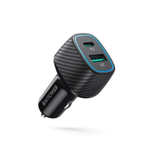 RAVPower Car Charger PD Technology 60W USB-C and USB-A - Black - IBSouq