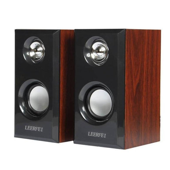 LeerFei Mega Bass Wooden Speaker 3.5MM Black(D-092)