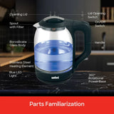 SANFORD ELECTRIC GLASS KETTLE BLACK 1.8L (SF3354EK)