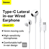 Baseus Type C Earphones Encok CZ17 Semi-In-ear Headphones with Microphone USB C Wired Earphones - IBSouq