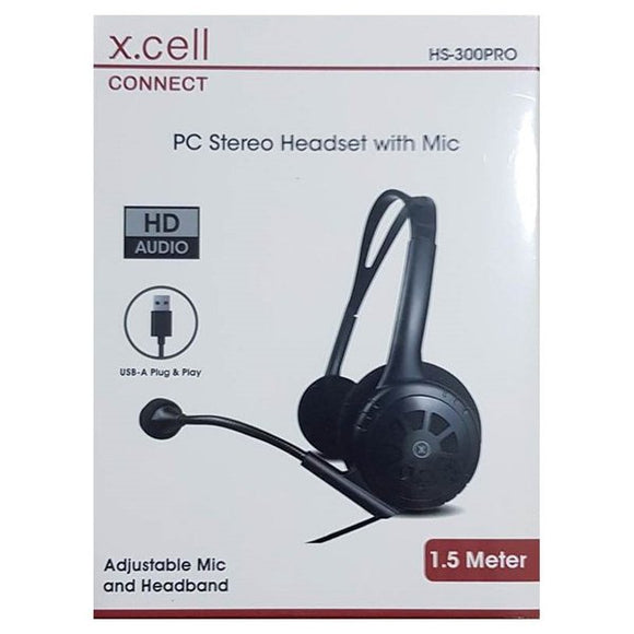 X.Cell Pc Stereo Headset With Mic Usb-A 1.5Mtrs(Hs-300Pro) - IBSouq