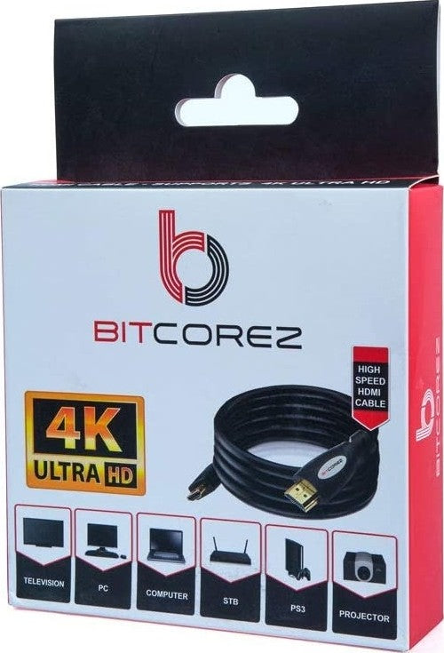 Bitcorez HDMI Cable 2.0V Male to Male Support 3D & 4K Copper (5 Meter) - IBSouq