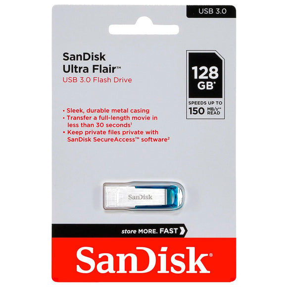 SanDisk Ultra Flair 128GB USB 3.0 Flash Drive Blue - IBSouq