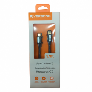 RiverSong USB C to USB C Cable 1.8M Hercules C2 Black (CT40) - IBSouq