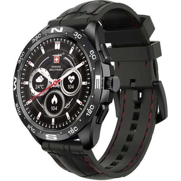 Swiss Military SM-WCH-DOM1-S-BLK Dom Smart Watch With Silicon Strap Black - IBSouq