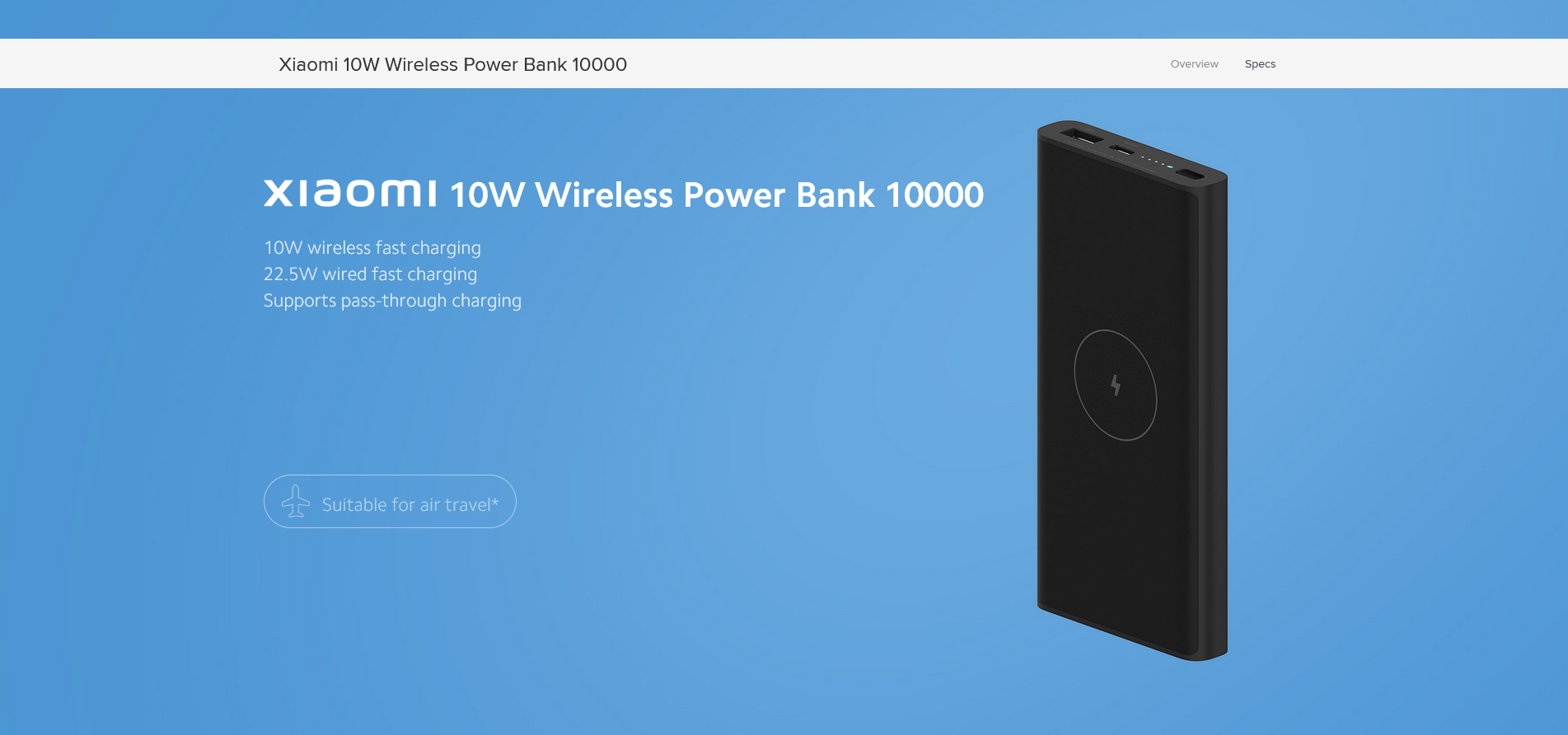 Xiaomi Mi 10W Mi Wireless Power Bank 10000 mAh Black