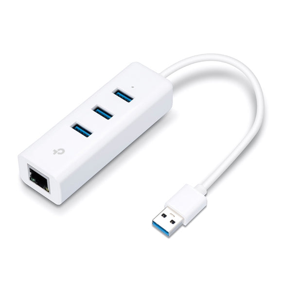 TP-Link USB 3.0 3-Port Hub & Gigabit Ethernet Adapter 2 in 1 USB Adapter ue330 - IBSouq