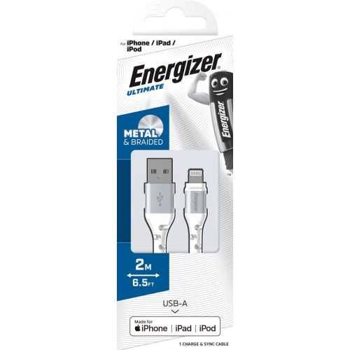 Energizer Ultimate Metal Braided Nylon Cable Lightning USB (2M)